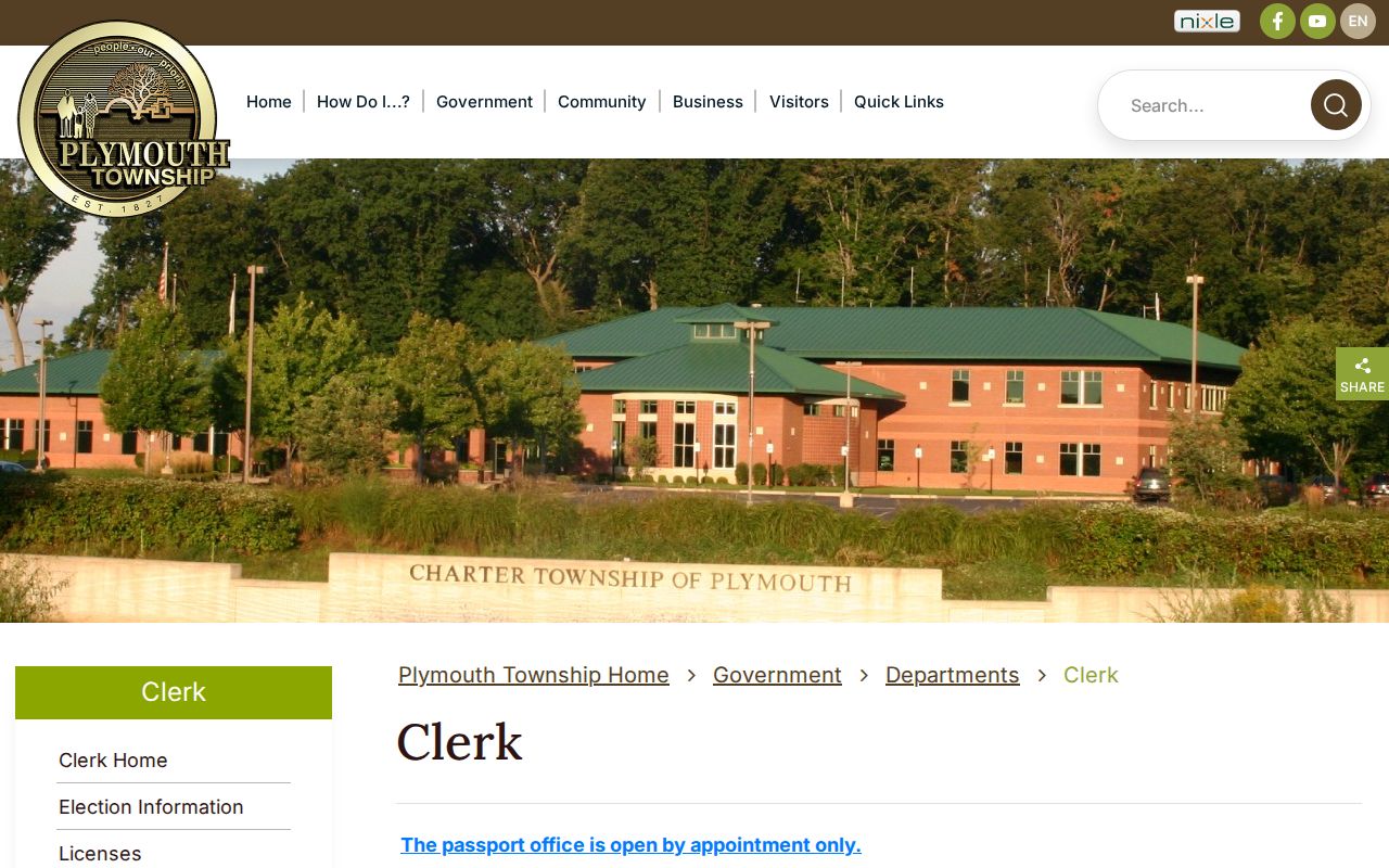 Plymouth Township residents directory Clerk records page