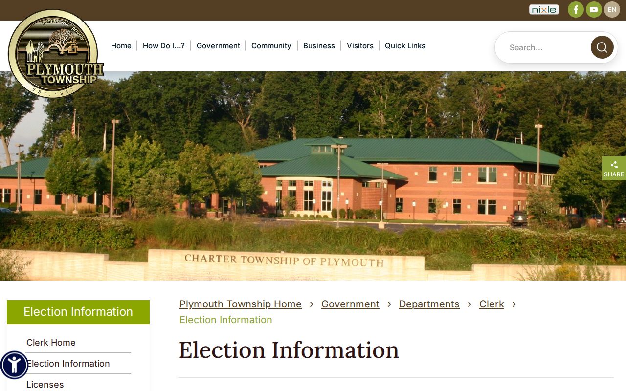 Plymouth Township residents directory election information page