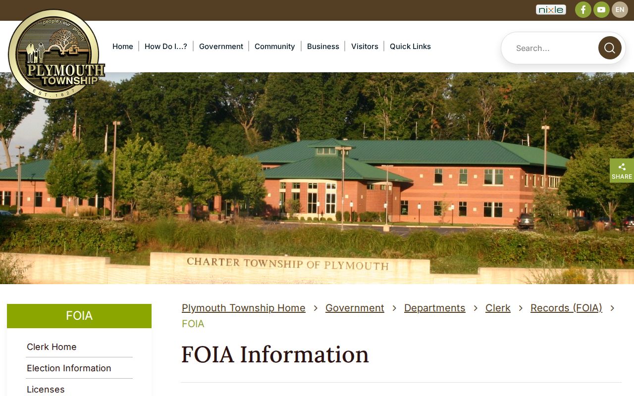 Plymouth Township residents directory FOIA request portal