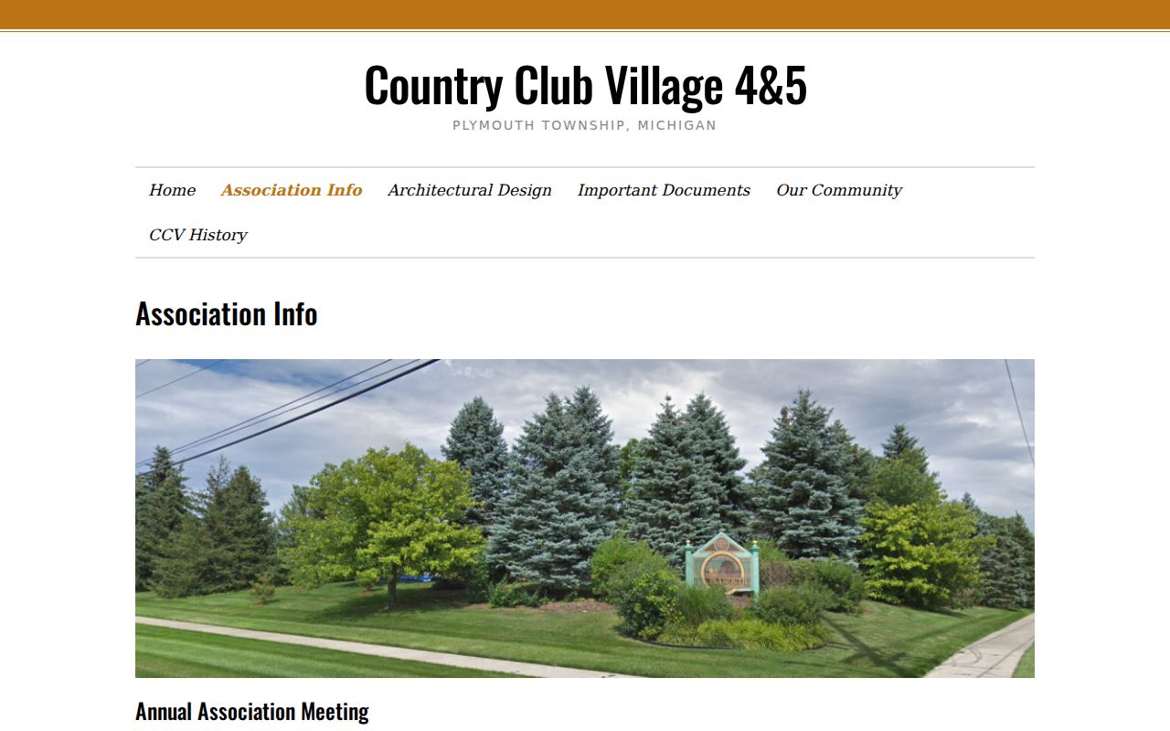 Plymouth Township neighbors Country Club Village association information